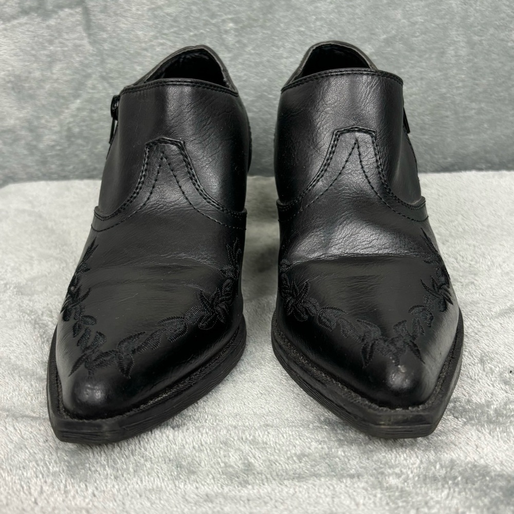 Roper Boots Women Size 7.5 Black Emma Western Pointed Toe Ankle Booties - Picture 3 of 13